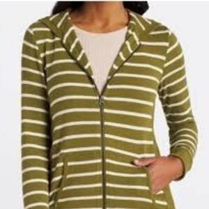 Market & spruce hoodie sweater army green and white striped large￼stitchfix